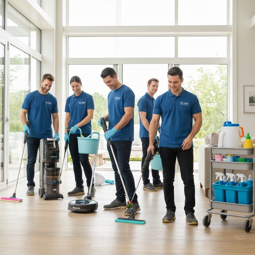 Professional cleaning team at work